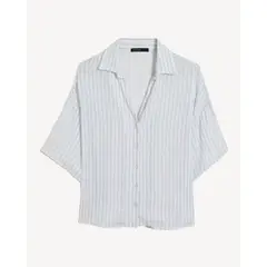 SEVEN SEVEN - Blusa Camisera Holgada Para Mujer Celeste