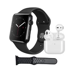GENERICO - COMBO RELOJ INTELIGENTE SMARTWATCH T900 AUDÍFONOS Y DOS PULSOS -N