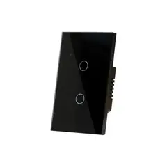 GENERICO - Interruptor WiFi Inteligente 2 Botónes Táctil Vidrio Negro