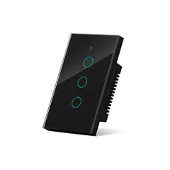 GENERICO - Interruptor WiFi Inteligente 3 Botónes Táctil Vidrio Negro