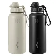 BUFFER FLASK - Termo Botella Agua Termica Acero Inoxidable Buffer + 4 Tapas