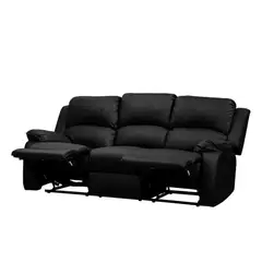 ELITE LIVING - SOFA RECLINABLE TOKIO 3 PUESTOS SINTETICO NEGRO