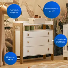 MUEBLES 2020 - Cómoda 3 cajones Fantasia Blanco