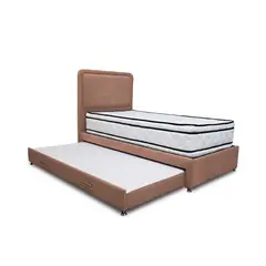 GENERICO - Combo Cama Tarima Nube 100x190 Sencillo Camel + Espaldar