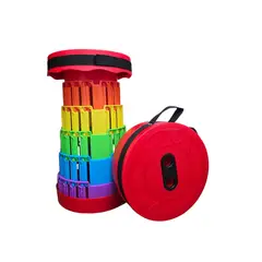 GENERAL - Silla Taburete Tipo Telescopio Retráctil Portátil DZ-7 Rojo