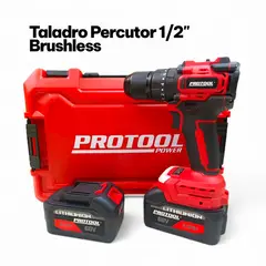 PROTOOL - Taladro Percutor Inalámbrico 1/2 Brushless 68V + 2 Baterías Litio + Maletín Profesional