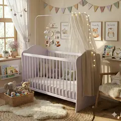 AKIVOY - Cuna Dulces Sueños Blanco + Colchon Color Blanco