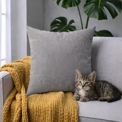 HOGARETO - Funda de Cojín Decorativo Gris Brillo Pet Friendly 45x45cm