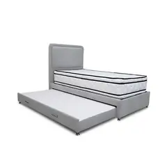 GENERICO - Combo Cama Tarima Nube 100x190 Sencillo Gris Claro mas Espaldar