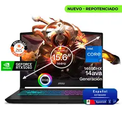 MSI - Portátil Gamer Katana 15Intel Core 7 14650HX RAM 24GB SSD 1 TB RTX 5060 8GB