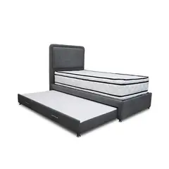 GENERICO - Combo Cama Tarima Nube 100x190 Sencillo Gris Oscuro mas Espaldar