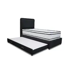 GENERICO - Combo Cama Tarima Nube 100x190 Sencillo Negro + Espaldar