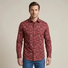 PERRY ELLIS - Camisa Sport Rojo Classic Fit CS00927