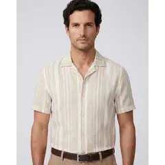 PERRY ELLIS - Camisa Sport Beige Classic Fit CS00886
