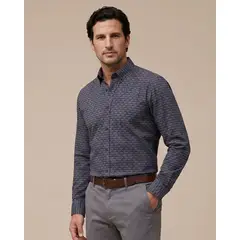 PERRY ELLIS - Camisa Sport Verde Oscuro Classic Fit CS00848