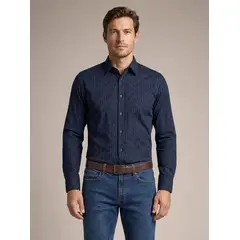 PERRY ELLIS - Camisa Sport Azul Classic Fit CS00956