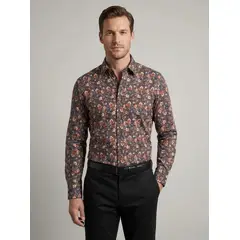 PERRY ELLIS - Camisa Sport Gris Oscuro Classic Fit CS00930