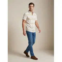 PERRY ELLIS - Camisa Sport Café Claro Classic Fit CS00891