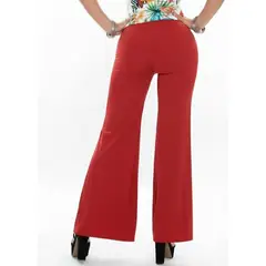VIA7 - Pantalón Wide Leg con Aberturas Frontales en Licra