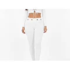 VIA7 - Estilo y Definición Leggins con Pretina de Ojaletes Metálicos