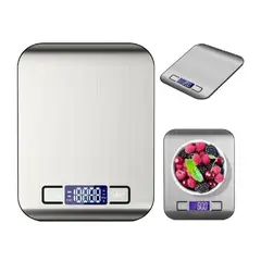 GENERICO - Balanza Gramera Bascula Digital Pesa Cocina Acero Inox 5 Kgs