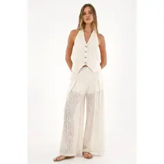 TOPMARK - Pantalón oversize tejido crudo para mujer