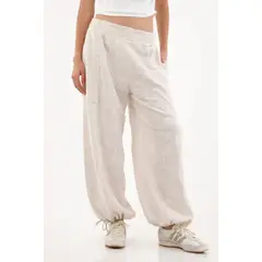 TOPMARK - Pantalón jogger con bordado a tono crudo para mujer