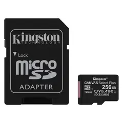 KINGSTON - Memoria Micro SD 256GB Canvas Select Plus 150MBs A1 C10 U1 V10 Android + Adaptador SD