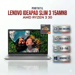 LENOVO - PORTATIL IDEAPAD SLIM 3 15AMN8 AMD RYZEN 3 30 / RAM 16GB DDR5 / SSD 512GB M.2 / 15.6" - FHD
