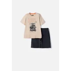 STAR WARS - Conjunto de Mandalorian con bermuda multicolor para niño
