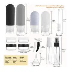 GENERICO - Set de Botellas de Viaje con Envases Recargables y Bolsa Transparente Practica