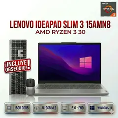 LENOVO - PORTATIL IDEAPAD SLIM 3 15AMN8 AMD RYZEN 3 30 / RAM 16GB DDR5 / SSD 512GB + COMBO OBSEQUIO