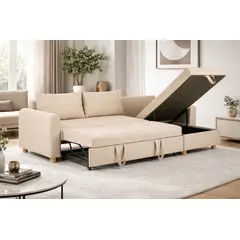 SOFA MARKET - Sofa Cama Cajon en L Derecho Katia Tela Beige