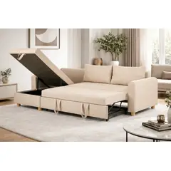 SOFA MARKET - Sofa Cama Cajon en L Izquierdo Katia Tela Beige