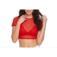 VIA7 - Crop Top de Malla Transparente para mujer no incluye croptop