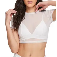 VIA7 - Crop Top de Malla Transparente para mujer no incluye croptop