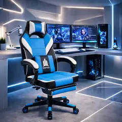GENERICO - Silla Gamer Reclinable Con Reposapies Ergonómica Cuero PU