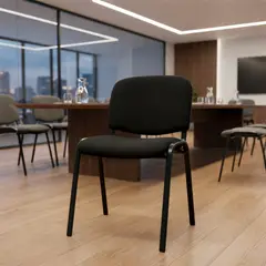 GENERICO - Silla De Recepción Interlocutora Tapizada Negra Fija Acolchada
