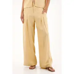 TENNIS - Pantalón Wide Leg de tiro alto amarillo para mujer