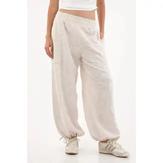 TOPMARK - Pantalón jogger con bordado a tono crudo para mujer