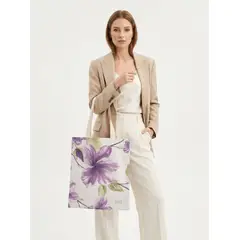 FRIOLENTA - Tote Bag Bolso Ecologico Elegante Formal Flores Moradas