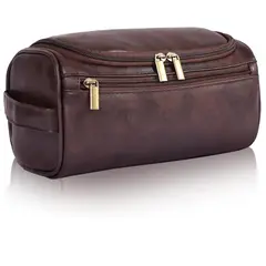 INNOVA - Neceser Organizador Viaje Cuero Cosmetiquera Impermeable Café