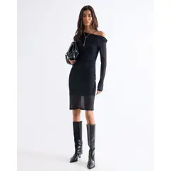 SEVEN SEVEN - Vestido Ajustado Con Escote Asimétrico Para Mujer Negro