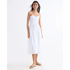 SEVEN SEVEN - Vestido Midi Con Nido De Abeja Para Mujer Blanco
