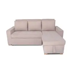 GENERICO - Esquinero Baúl Marsella Multifuncional Reclinable Derecho Beige + Cojines Decorativos