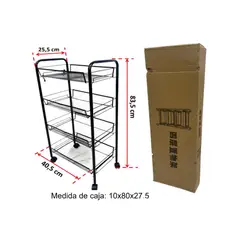 GENERICO - Estante Rectangular Multiusos de 4 Niveles con Ruedas