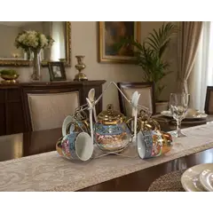 MIELTECH - Juego de té de café tetera porcelana, tazas y platos de cerámica