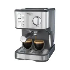 OSTER - Cafetera Compacta Oster, Prepara 2 Espressos, 15 Bar, Tubo Vapor Y Espumosa para Capuccinos y Lattes