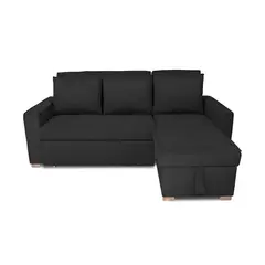 GENERICO - Esquinero Baúl Marsella Multifuncional Reclinable Derecho Negro + Cojines Decorativos