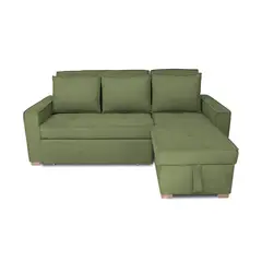 GENERICO - Esquinero Baúl Marsella Multifuncional Reclinable Derecho Verde + Cojines Decorativos